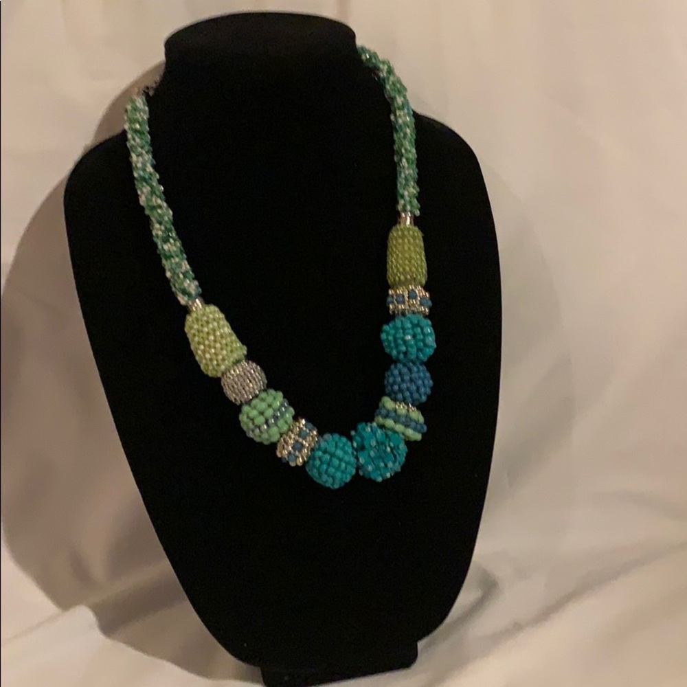 Chico’s 20” Beaded Green and turquoise necklace